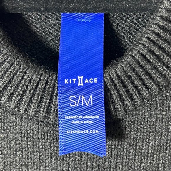 Kit and Ace Black Merino Wool Crew Neck Sweater Sz S/M - Picture 6 of 15